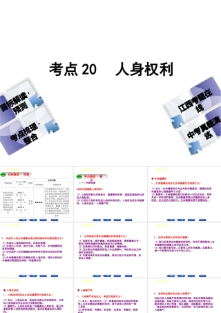 （江西专版）中考政治复习方案 第二单元 法律与秩序 考点20 人身权利教材梳理课件-人教版初中九年级全册政治课件
