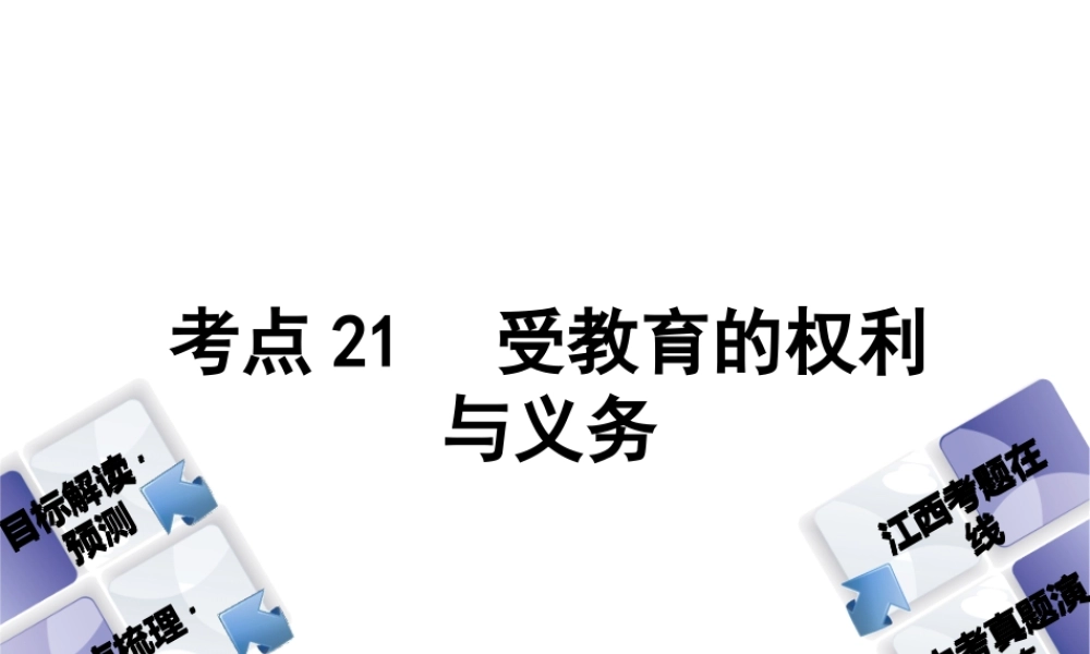 （江西专版）中考政治复习方案 第二单元 法律与秩序 考点21 受教育的权利与义务教材梳理课件-人教版初中九年级全册政治课件