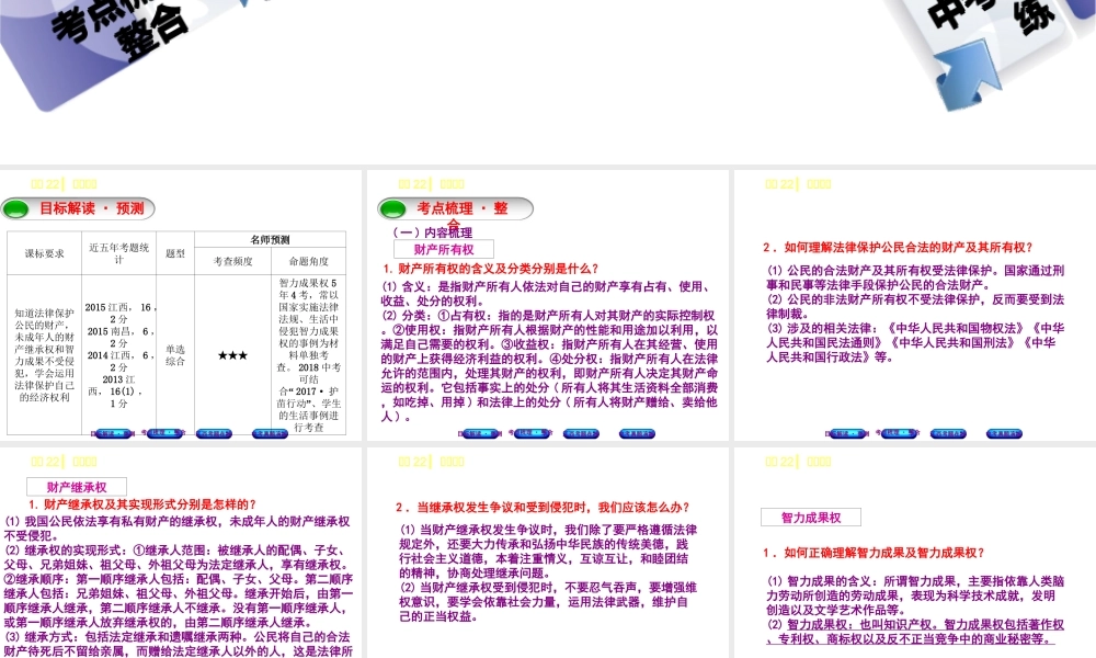 （江西专版）中考政治复习方案 第二单元 法律与秩序 考点22 经济权利教材梳理课件-人教版初中九年级全册政治课件