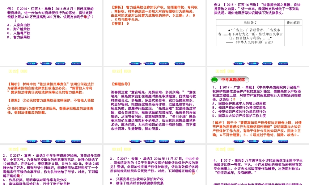 （江西专版）中考政治复习方案 第二单元 法律与秩序 考点22 经济权利教材梳理课件-人教版初中九年级全册政治课件