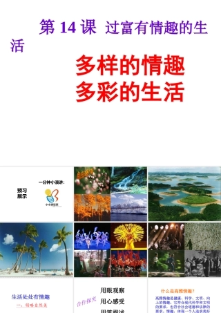 （水滴系列）（秋季版）七年级道德与法治下册 第七单元 心中拥有灿烂阳光第14课 过富有情趣的生活 多样的情趣 多彩的生活课件 鲁人版六三制-鲁人版初中七年级下册政治课件