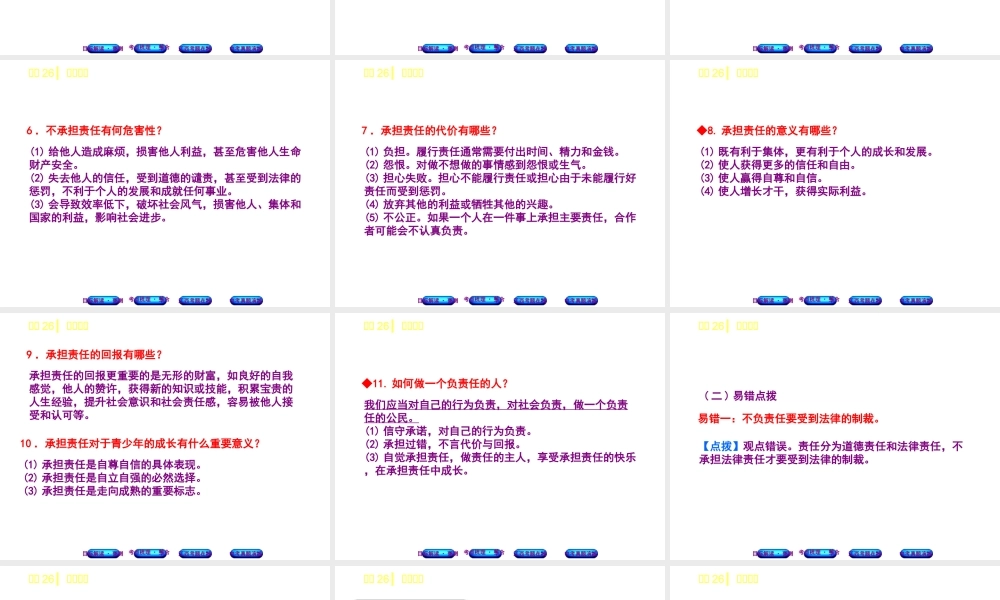 （江西专版）中考政治复习方案 第三单元 国情与责任 考点26 承担责任教材梳理课件-人教版初中九年级全册政治课件