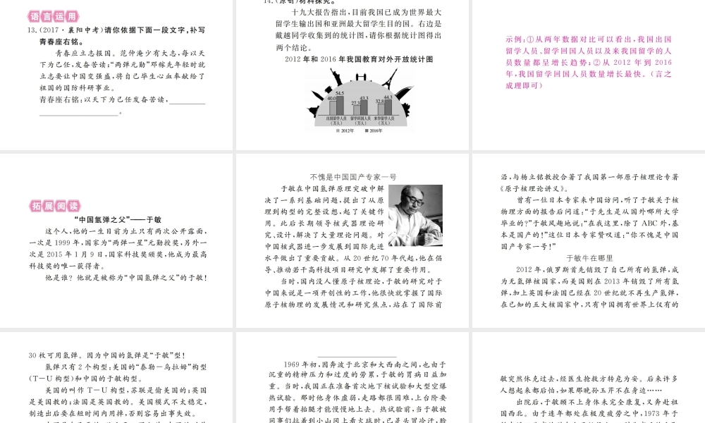 （江西专版）春七年级语文下册 第一单元 1邓稼先习题课件 新人教版-新人教版初中七年级下册语文课件