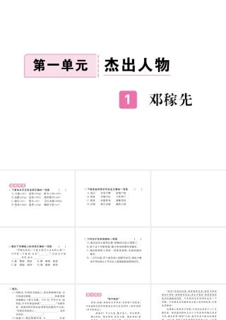 （江西专版）春七年级语文下册 第一单元 1邓稼先习题课件 新人教版-新人教版初中七年级下册语文课件