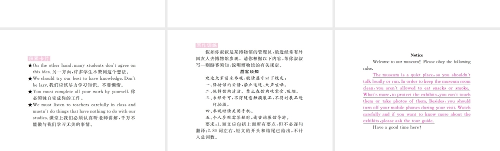 （江西专用）秋九年级英语全册 Unit 7 Teenagers should be allowed to choose their own clothes（第6课时）习题课件 （新版）人教新目标版-（新版）人教新目标版初中九年级全册英语课件