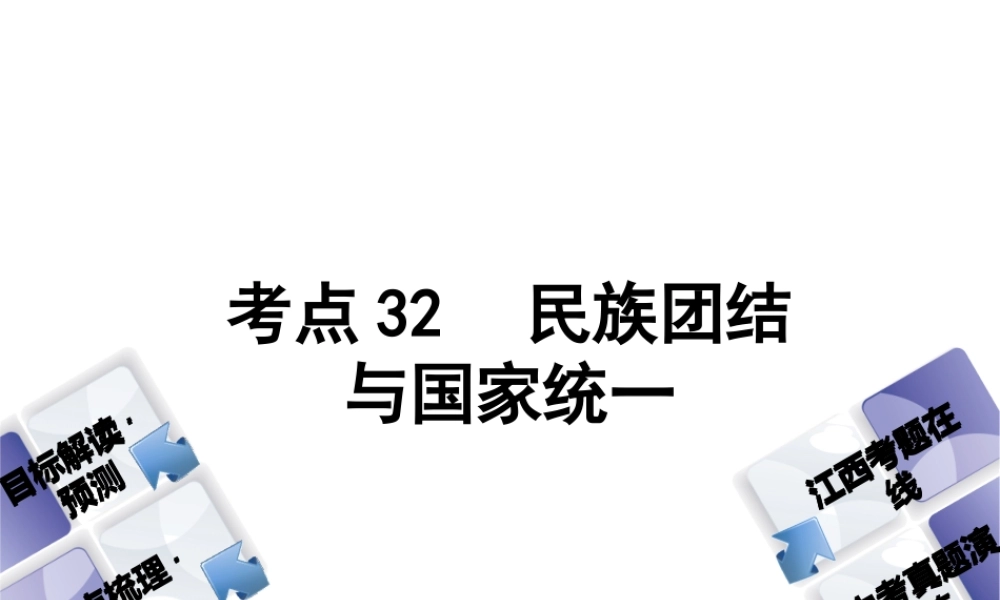 （江西专版）中考政治复习方案 第三单元 国情与责任 考点32 民族团结与国家统一教材梳理课件-人教版初中九年级全册政治课件