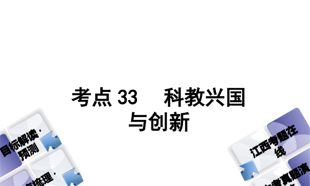 （江西专版）中考政治复习方案 第三单元 国情与责任 考点33 科教兴国与创新教材梳理课件-人教版初中九年级全册政治课件