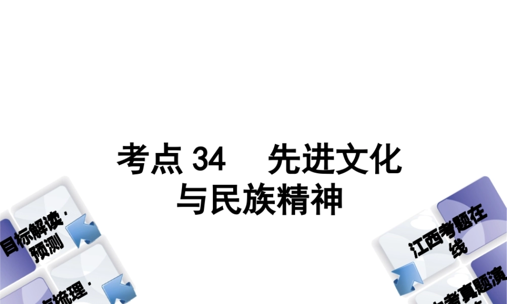 （江西专版）中考政治复习方案 第三单元 国情与责任 考点34 先进文化与民族精神教材梳理课件-人教版初中九年级全册政治课件