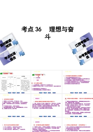 （江西专版）中考政治复习方案 第三单元 国情与责任 考点36 理想与奋斗教材梳理课件-人教版初中九年级全册政治课件