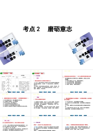 （江西专版）中考政治复习方案 第一单元 心理与品德 考点2 磨砺意志教材梳理课件-人教版初中九年级全册政治课件