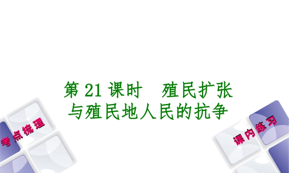 （江西专版）中考历史复习 第1部分 教材梳理篇 第五单元 世界近代史 第21课时 殖民扩张与殖民地人民的抗争课件-人教版初中九年级全册历史课件