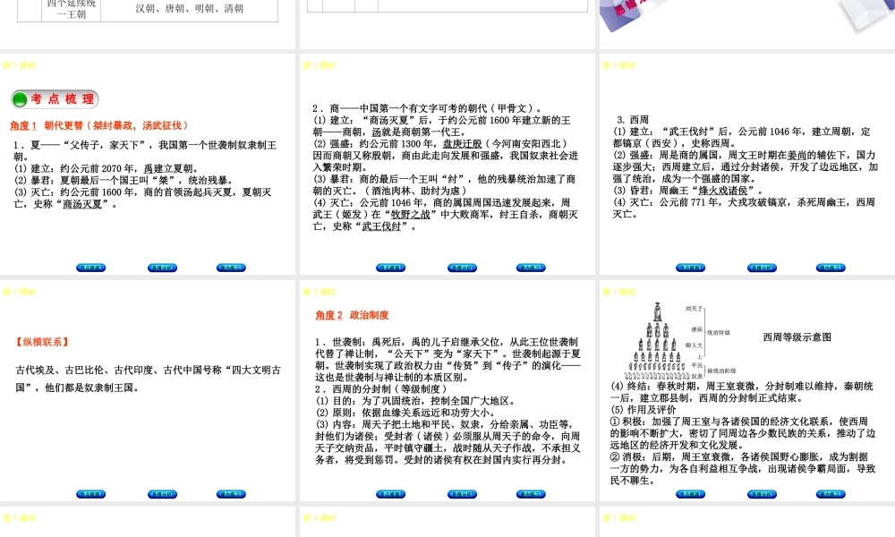 （江西专版）中考历史复习 第1部分 教材梳理篇 第一单元 中国古代史 第1课时 国家的产生和社会的变革课件-人教版初中九年级全册历史课件