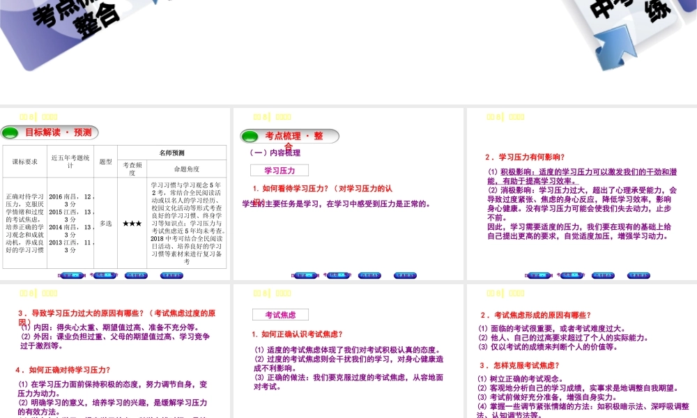 （江西专版）中考政治复习方案 第一单元 心理与品德 考点8 学习观念教材梳理课件-人教版初中九年级全册政治课件