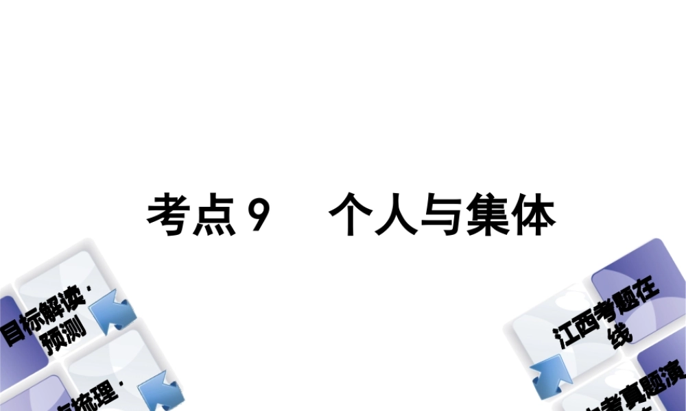 （江西专版）中考政治复习方案 第一单元 心理与品德 考点9 个人与集体教材梳理课件-人教版初中九年级全册政治课件