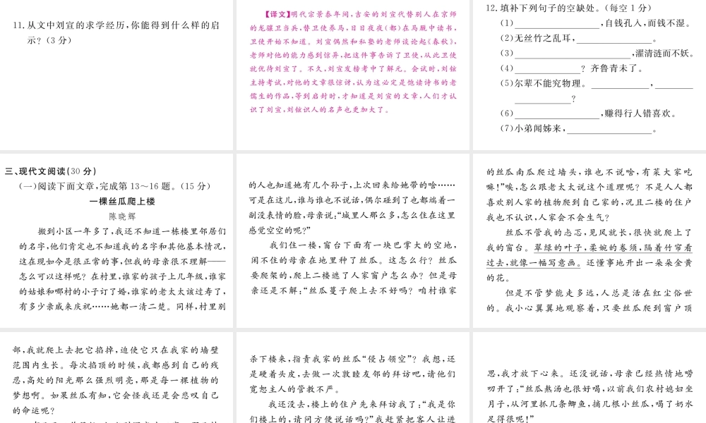 （江西专版）春七年级语文下册 期末检测B课件 新人教版-新人教版初中七年级下册语文课件