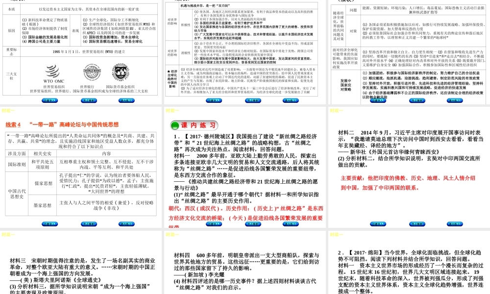 （江西专版）中考历史复习 第2部分 专题突破篇 第二团块 时政热点 时政一“一带一路”国际合作高峰论坛—外交与经济全球化课件-人教版初中九年级全册历史课件