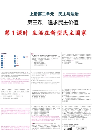 （江西专版）秋九年级道德与法治上册 第二单元 民主与法治 3.1 生活在新型民主国家作业课件 新人教版-新人教版初中九年级上册政治课件