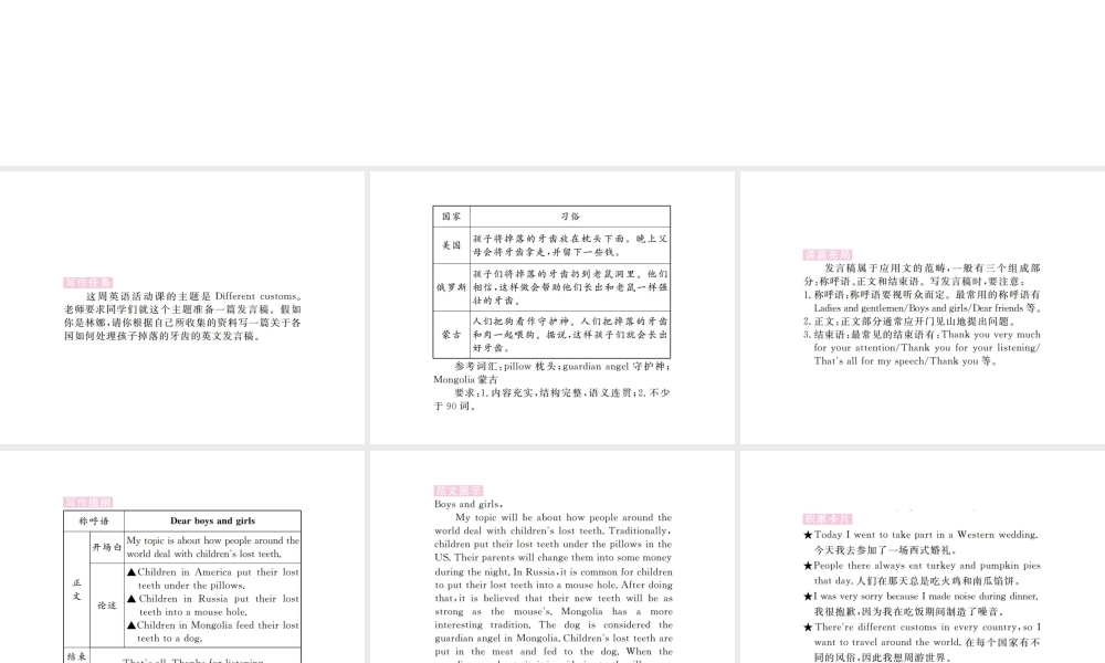 （江西专用）秋九年级英语全册 Unit 10 You’re supposed to shake hands（第6课时）习题课件 （新版）人教新目标版-（新版）人教新目标版初中九年级全册英语课件