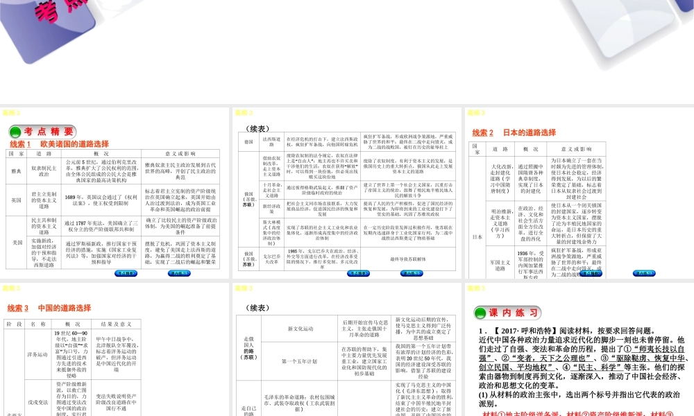 （江西专版）中考历史复习 第2部分 专题突破篇 第三团块 体现“社会主义核心价值观”的高频考点 高频3 改革和制度创新课件-人教版初中九年级全册历史课件
