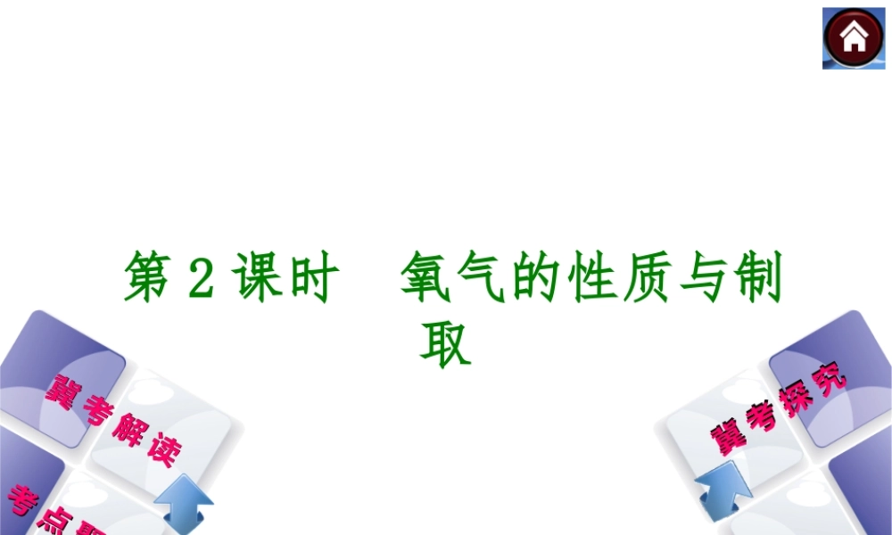 （河北专版）2014中考化学复习方案 第2课时 氧气的性质与制取课件（冀考解读 +考点聚焦+冀考探究，含2013试题）