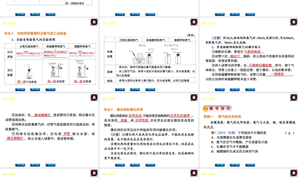 （河北专版）2014中考化学复习方案 第2课时 氧气的性质与制取课件（冀考解读 +考点聚焦+冀考探究，含2013试题）