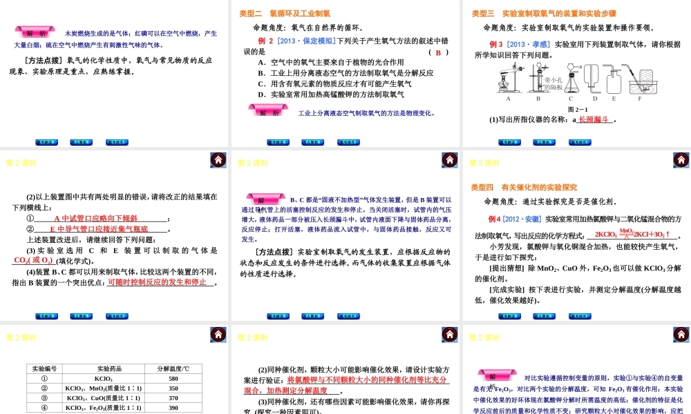 （河北专版）2014中考化学复习方案 第2课时 氧气的性质与制取课件（冀考解读 +考点聚焦+冀考探究，含2013试题）