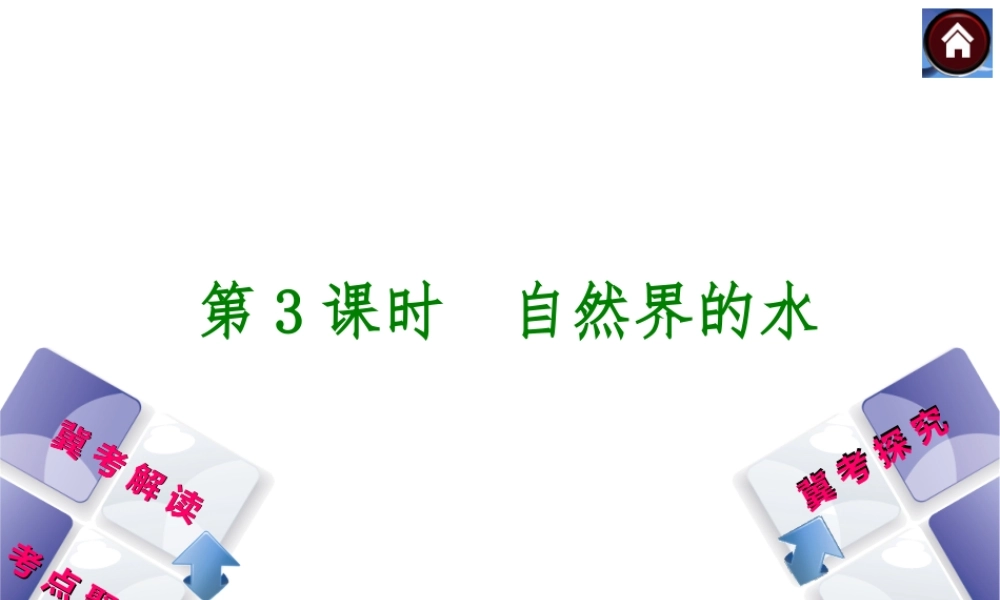 （河北专版）2014中考化学复习方案 第3课时 自然界的水课件（冀考解读 +考点聚焦+冀考探究，含2013试题）