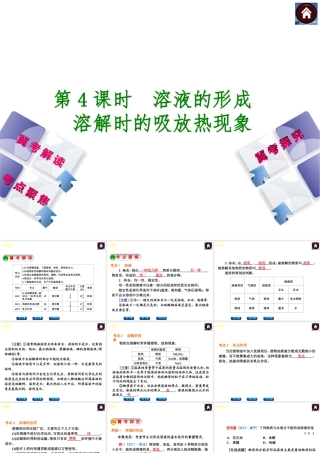 （河北专版）2014中考化学复习方案 第4课时 溶液的形成 溶解时的吸放热现象课件（冀考解读 +考点聚焦+冀考探究，含2013试题）
