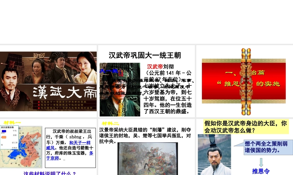 （水滴系列）（秋级历史下册 第12课 汉武帝巩固大一统王朝课件 新人教版