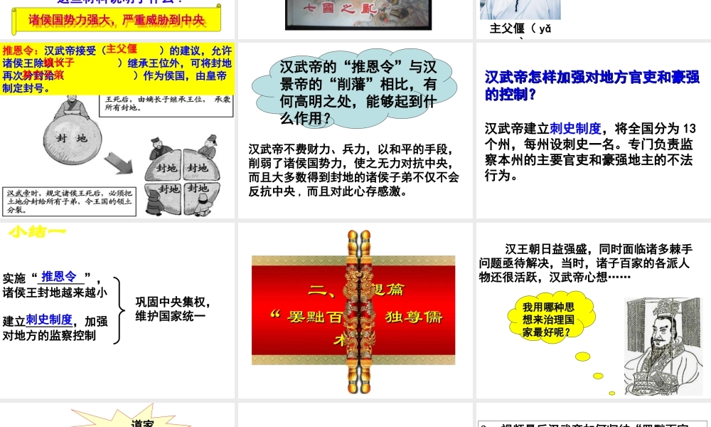 （水滴系列）（秋级历史下册 第12课 汉武帝巩固大一统王朝课件 新人教版