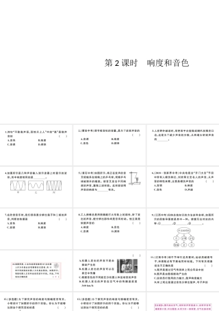 （江西专版）秋八年级物理上册 第二章 第2节 声音的特性（第2课时 响度和音色）习题课件 （新版）新人教版-（新版）新人教版初中八年级上册物理课件