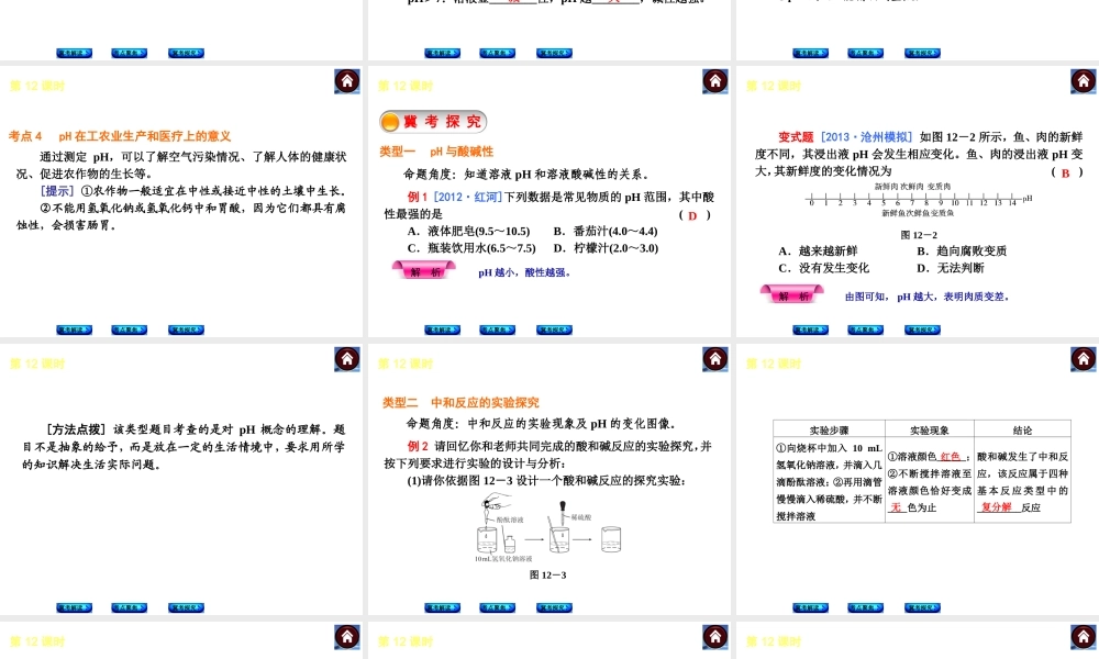 （河北专版）2014中考化学复习方案 第12课时 酸与碱的中和反应课件（冀考解读 +考点聚焦+冀考探究，含2013试题）