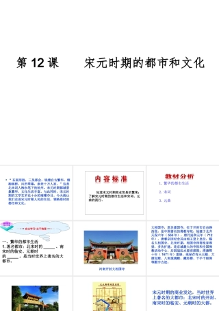 （水滴系列）（秋级历史下册 第12课 宋元时期的都市和文化课件 新人教版-新人教级下册历史课件