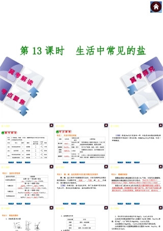 （河北专版）2014中考化学复习方案 第13课时 生活中常见的盐课件（冀考解读 +考点聚焦+冀考探究，含2013试题）