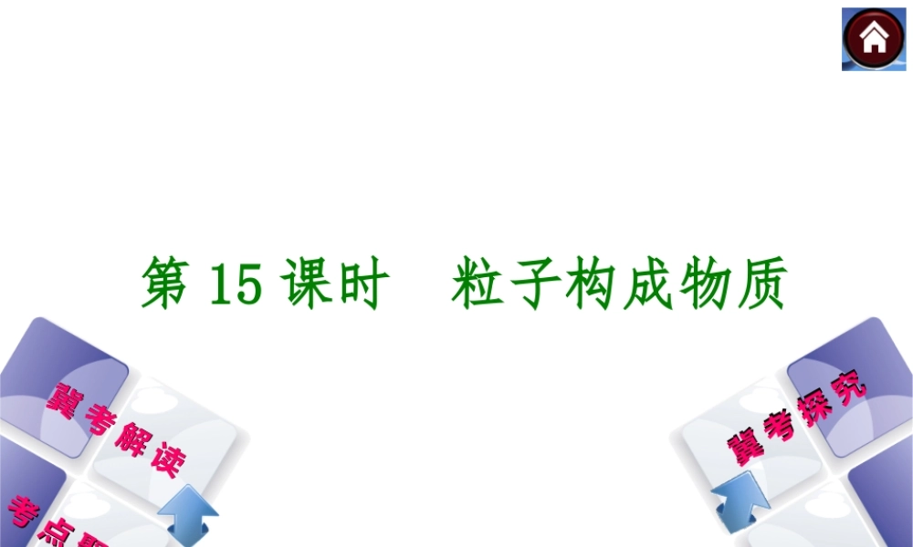 （河北专版）2014中考化学复习方案 第15课时 粒子构成物质课件（冀考解读 +考点聚焦+冀考探究，含2013试题）
