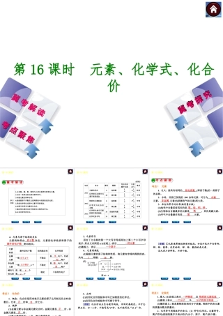 （河北专版）2014中考化学复习方案 第16课时 元素、化学式、化合价课件（冀考解读 +考点聚焦+冀考探究，含2013试题）