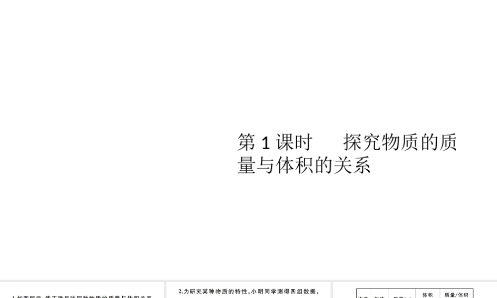 （江西专版）秋八年级物理上册 第六章 第2节 密度（第1课时 探究物质的质量与体积的关系）习题课件 （新版）新人教版-（新版）新人教版初中八年级上册物理课件