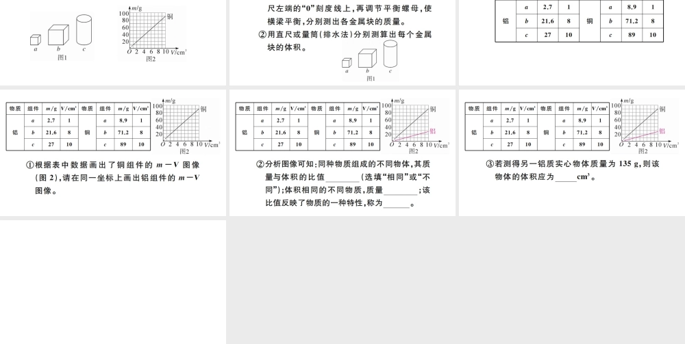 （江西专版）秋八年级物理上册 第六章 第2节 密度（第1课时 探究物质的质量与体积的关系）习题课件 （新版）新人教版-（新版）新人教版初中八年级上册物理课件