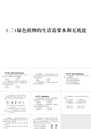 （江西专版）中考生物总复习 四 生物圈中的绿色植物（绿色植物的生活需要水和无机盐）教材整理课件-人教级全册生物课件