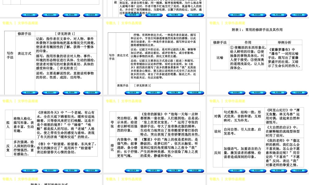 （江西专版）中考语文 第3篇 现代文阅读 专题九 文学作品阅读课件-人教版初中九年级全册语文课件