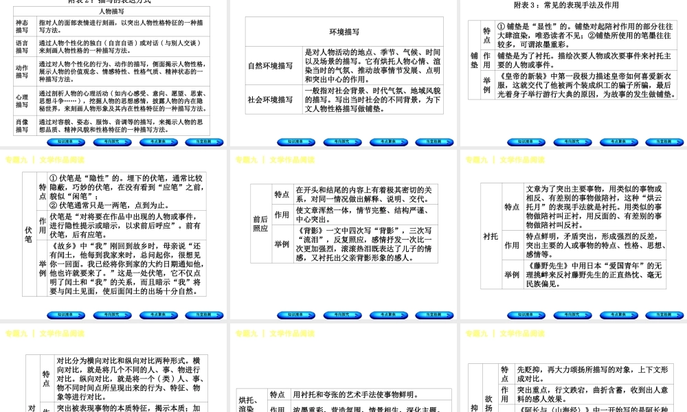 （江西专版）中考语文 第3篇 现代文阅读 专题九 文学作品阅读课件-人教版初中九年级全册语文课件
