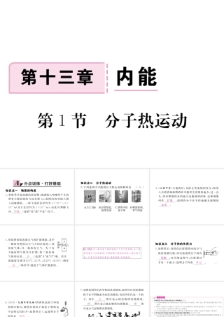 （江西专用）九年级物理全册 第13章 内能 第1节 分子热运动同步练习课件 （新版）新人教版-（新版）新人教版初中九年级全册物理课件