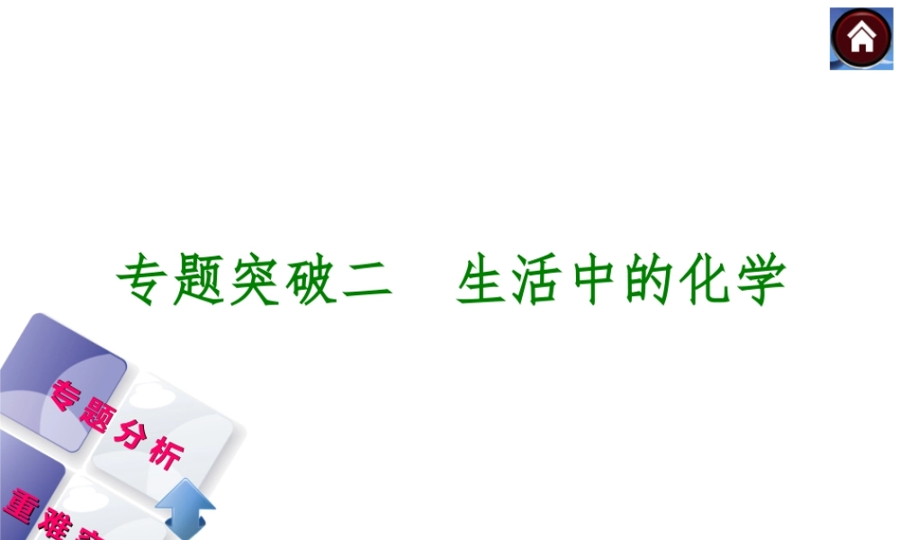 （河北专版）2014中考化学复习方案 专题突破二 生活中的化学课件（专题分析+重难突破 ，含2013试题）