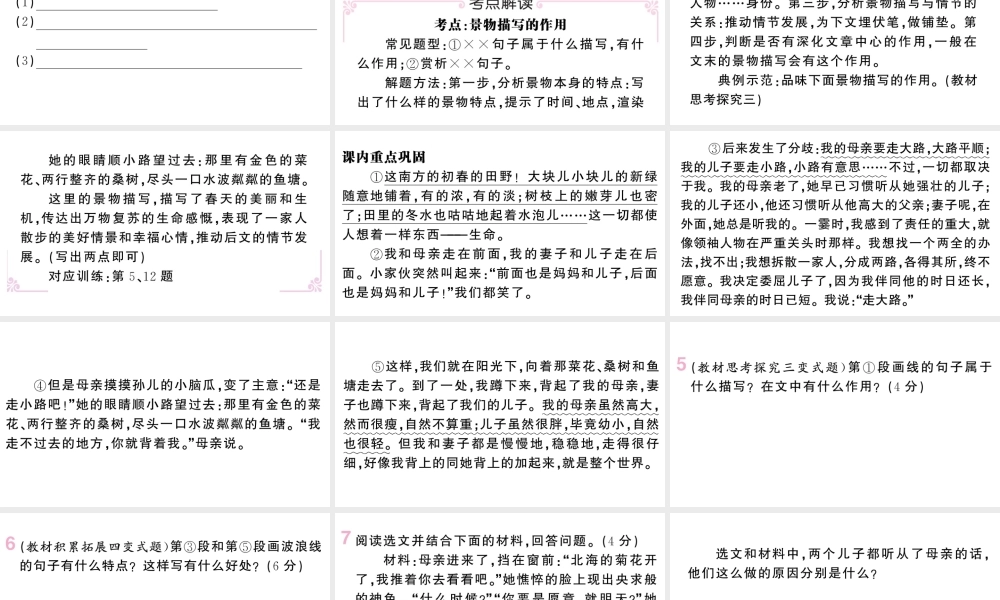 （河北专版）七年级语文上册 第二单元 6 散步课件 新人教版-新人教版初中七年级上册语文课件