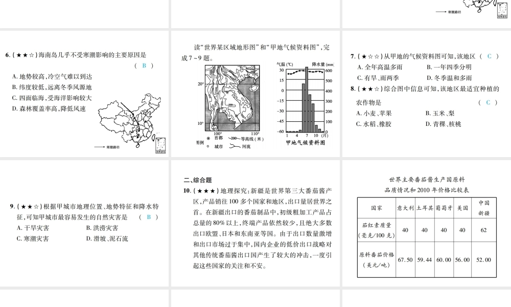 （江西专用）中考地理 同步高效集训（二十）课件-人教版初中九年级全册地理课件