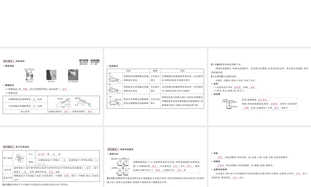 （江西专用）九年级物理全册 第15章 电流和电路 第1节 两种电荷笔记本课件 （新版）新人教版-（新版）新人教版初中九年级全册物理课件