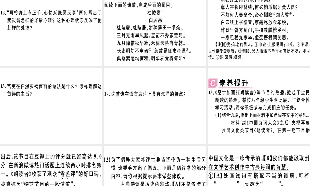 （江西专版）春八年级语文下册 第六单元 24 唐诗二首习题课件 新人教版-新人教版初中八年级下册语文课件