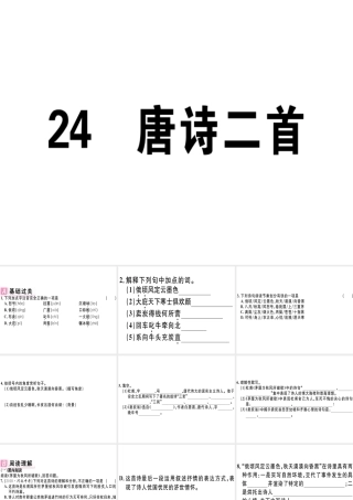 （江西专版）春八年级语文下册 第六单元 24 唐诗二首习题课件 新人教版-新人教版初中八年级下册语文课件