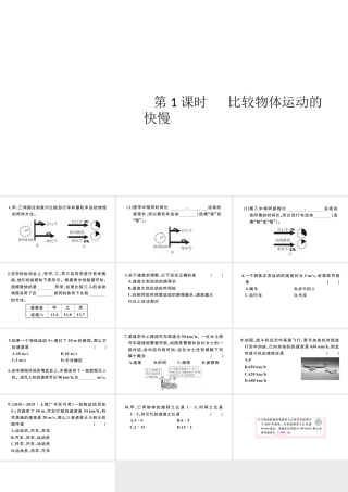 （江西专版）秋八年级物理上册 第一章 第3节 运动的快慢（第1课时 比较物体运动的快慢）习题课件 （新版）新人教版-（新版）新人教版初中八年级上册物理课件