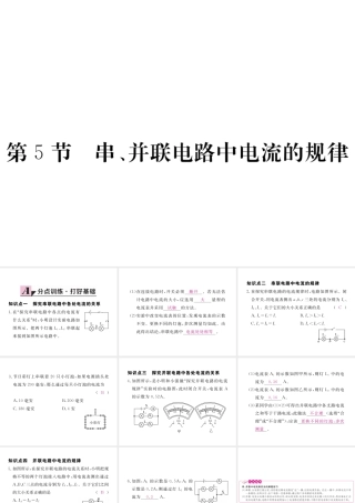 （江西专用）九年级物理全册 第15章 电流和电路 第5节 串、并联电路中电流的规律同步练习课件 （新版）新人教版-（新版）新人教版初中九年级全册物理课件